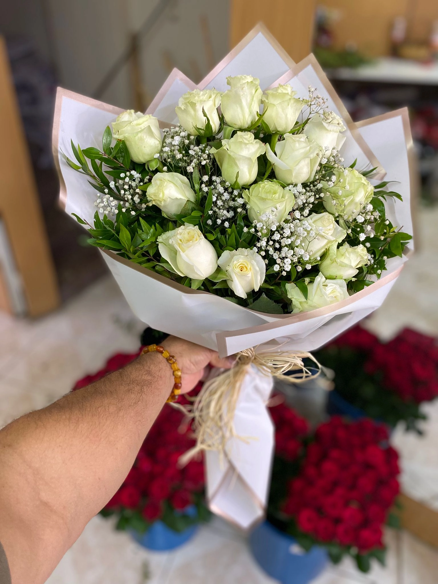 15 Adet Beyaz Gül Buketi